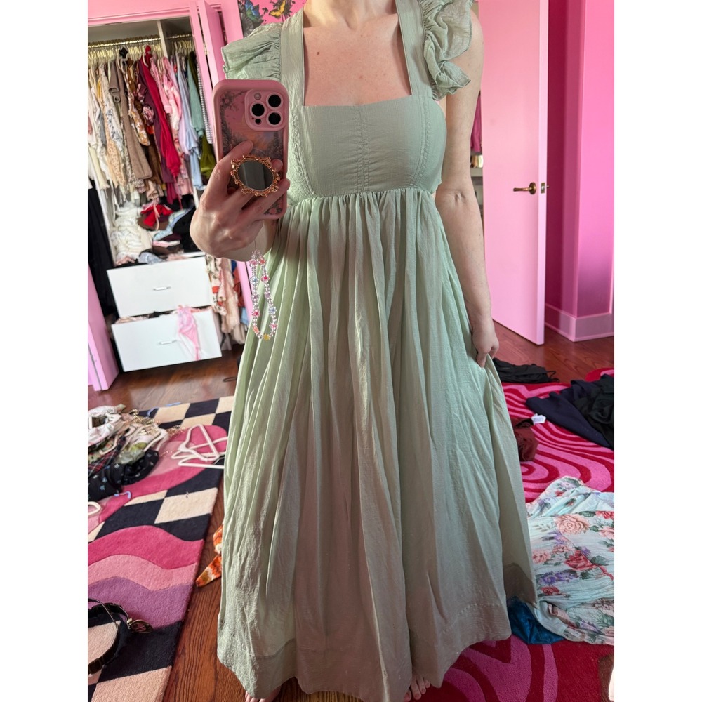 MABLE Sage Green Ruffle Strap Empire Waist Maxi Dress MD3222 Medium